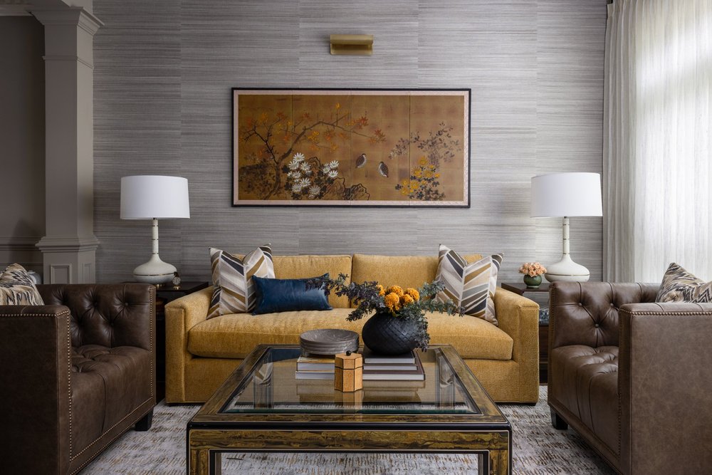 Elegant Oakton interior with professionally installed textured wallcovering